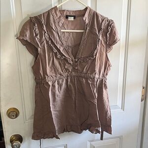 Sam & Max Ruffled Brown Blouse